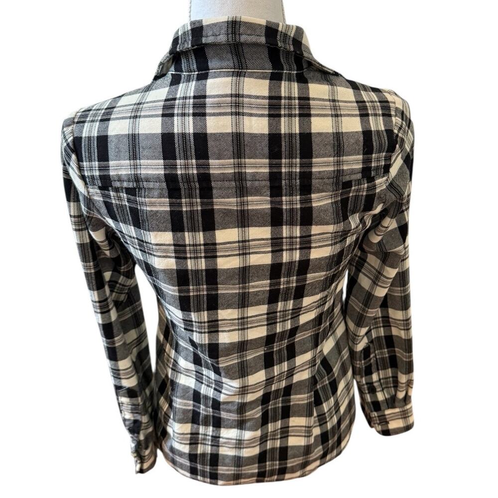 Pendleton Wool Button Front Black Cream Plaid Xs - image 4